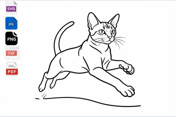 Abyssinian Cat Line Art SVG Digital