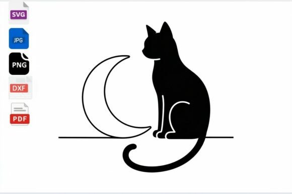 Black Cat Moon SVG Cut File