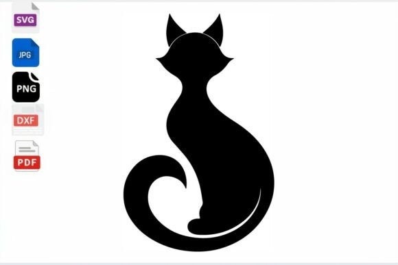 Black Cat Silhouette SVG Clipart