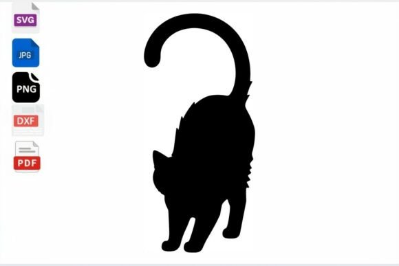 Black Cat Silhouette SVG Cut File for Crafters