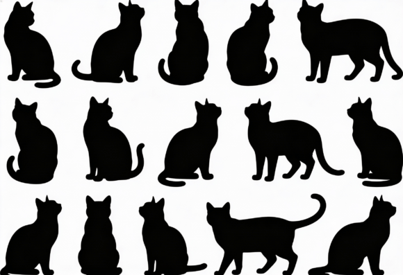 Black Cat Silhouettes Clipart SVG