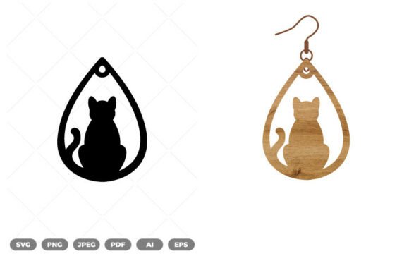 Cat Earrings SVG Clipart