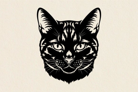 Cat Face SVG Vintage Engraving Feline