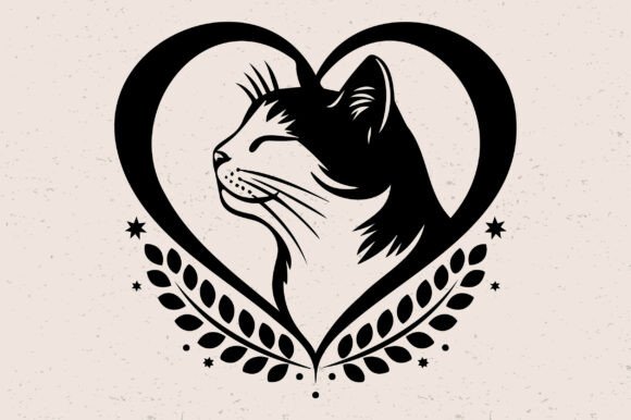 Cat Heart SVG, Cute Cat Portrait