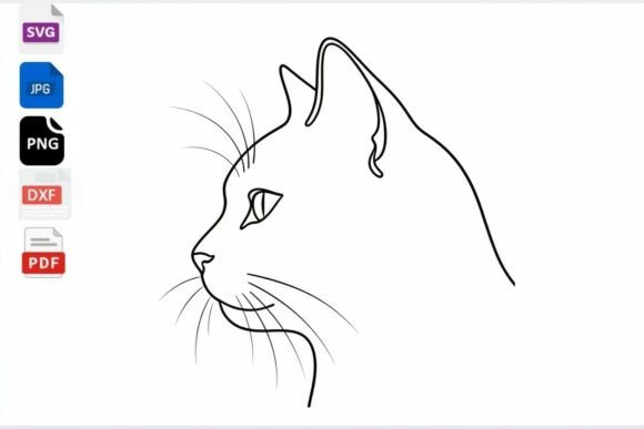 Cat Line Art SVG PNG DXF PDF Download