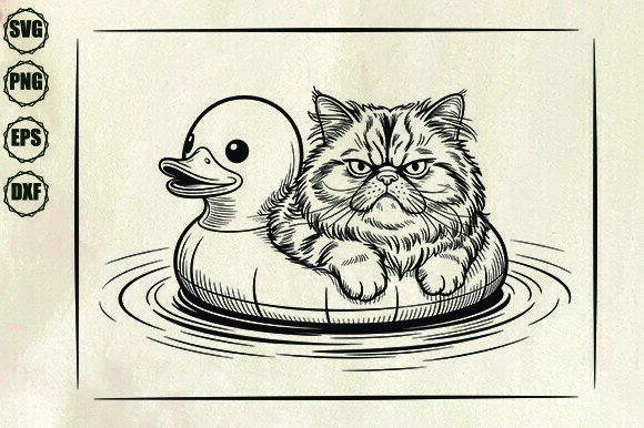 Cat on Pool Float SVG