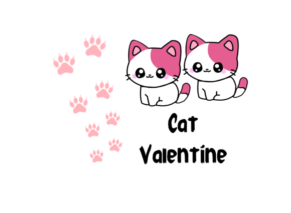 Cat Valentine SVG: Cute Kittens & Paw Prints