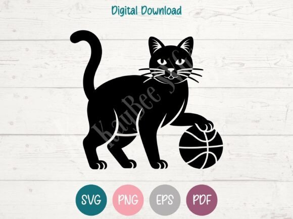 Cat with Basketball SVG PNG EPS PDF