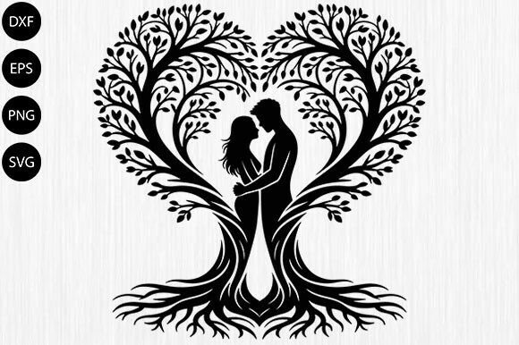 Cat with Heart SVG, Tree Branch Love Kiss