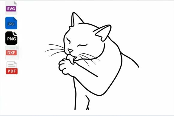 Cute Cat Line Art SVG