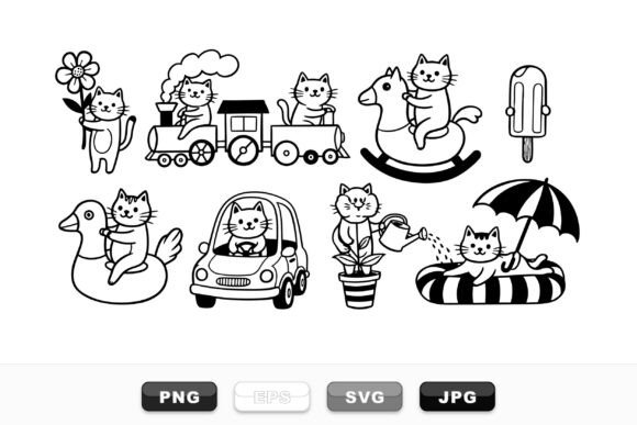 Cute Cat Playtime SVG Set