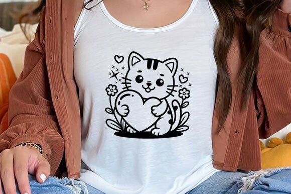 Cute Cat Plotter File SVG, Lady Florals