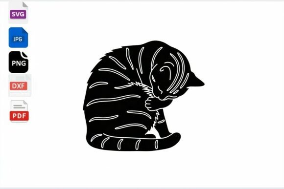 Cute Sleeping Cat Silhouette SVG