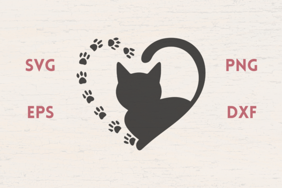Heart Cat Paw Prints 2 SVG
