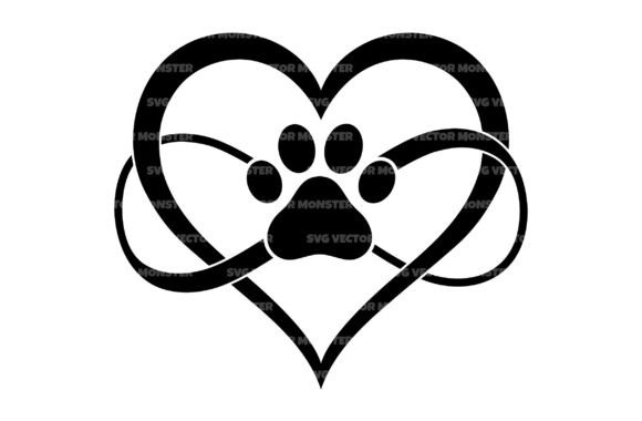 Infinity Heart Cat Paw SVG