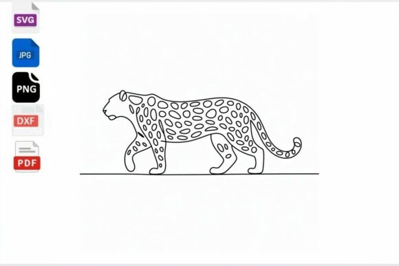 Leopard Line Art SVG - Walking Big Cat