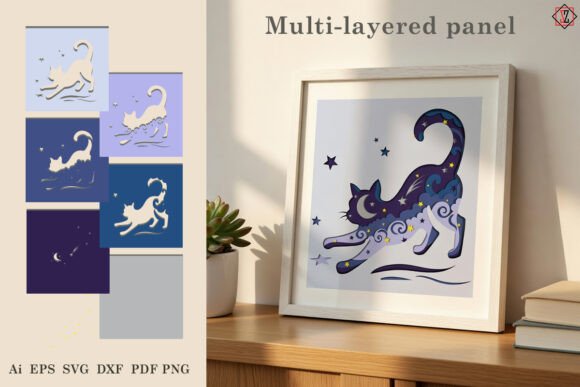 Multi-layered Panel Heavenly Cat _2 SVG