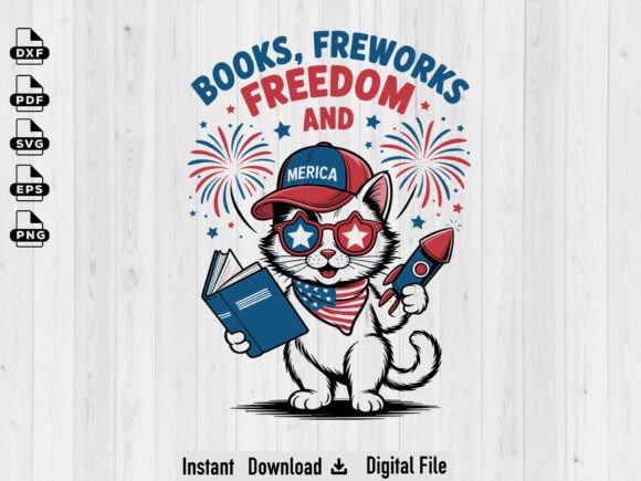 Patriotic Cat 4th of July SVG PNG File