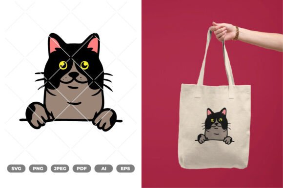 Peeking Cat Colored SVG Clipart