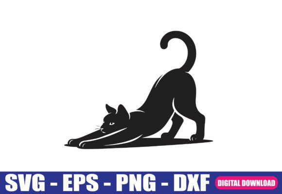 Playful Black Cat Silhouette Vector SVG