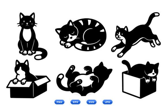 Playful Cat Silhouette SVG Pack