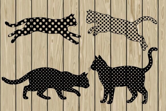 Polka Dot Cat Stencil Silhouette SVG