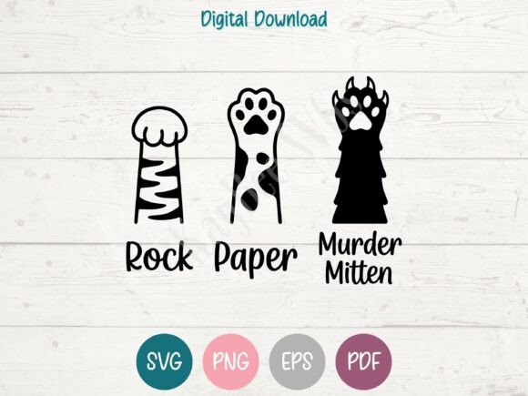 Rock Paper Murder Mitten Cat Paws SVG