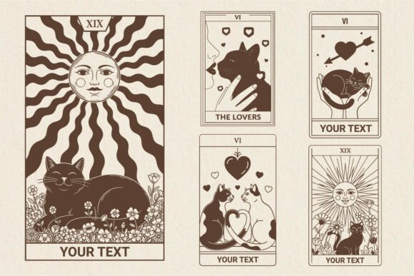 Romantic Sun Cat Lovers Tarot SVG Bundle