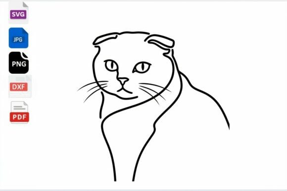 Scottish Fold Cat Line Art SVG Cut File