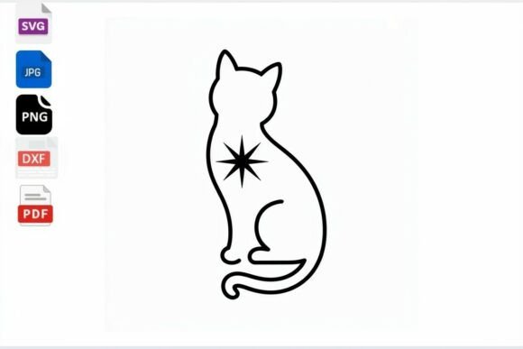 Sitting Cat with Star SVG Cut File