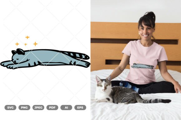Sleeping Cat Colored SVG