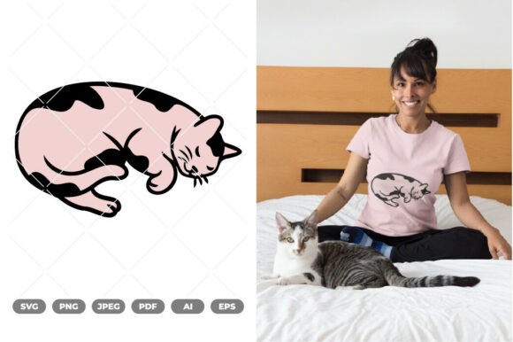 Sleeping Cat Colored SVG Clipart