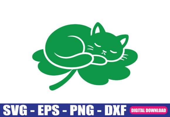 Sleeping Cat Shamrock SVG