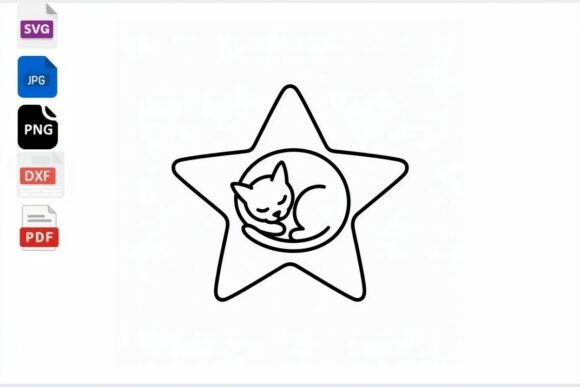 Sleeping Cat Star SVG Design