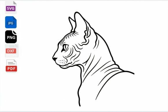 Sphynx Cat Outline SVG Clipart