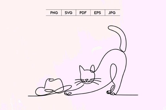Stretching Cat Cowboy Hat SVG