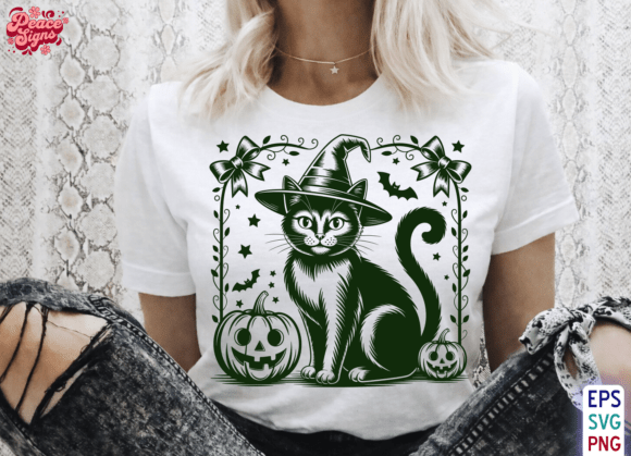 Witch Cat Pumpkin SVG, Spooky Cat PNG