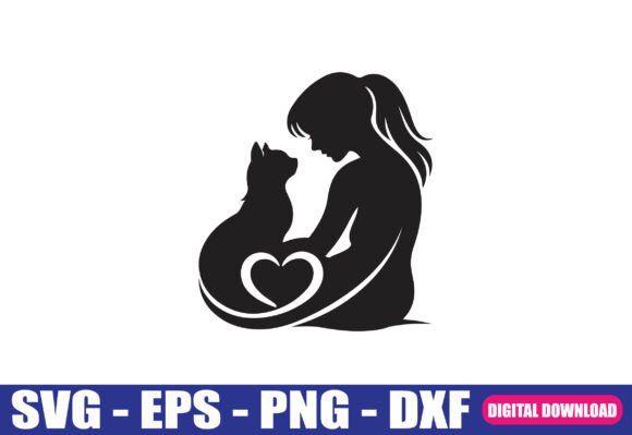 Woman and Cat Heart SVG