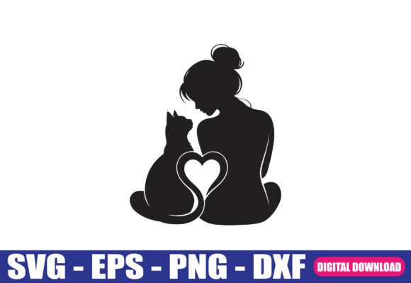 Woman and Cat Love SVG